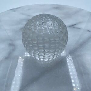 Crystal Golf Ball Paperweight Clear Dimpled Glass Figurine Decorative Golfcore